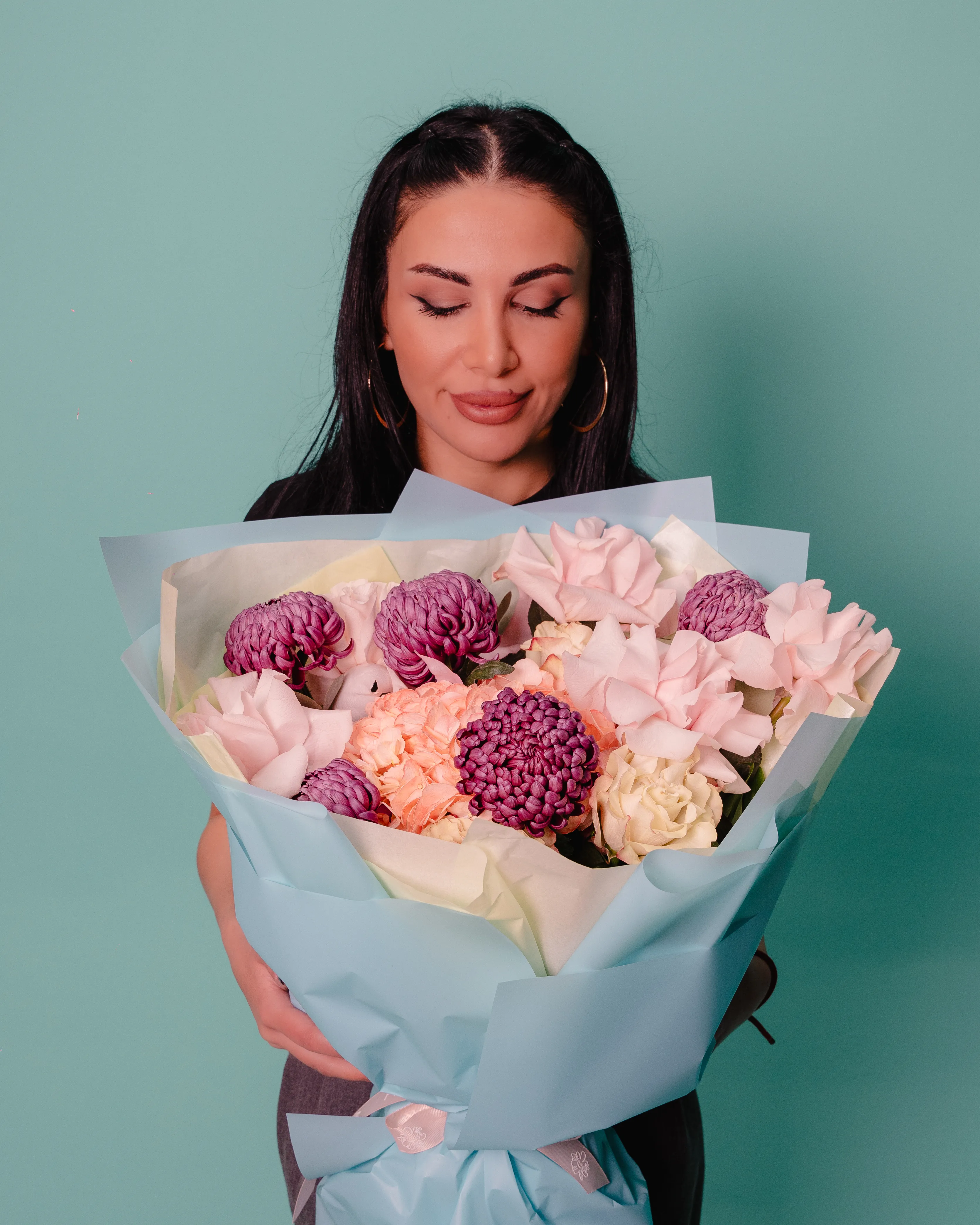 Hortenziya & Xrizantema Qarışıq Buketi