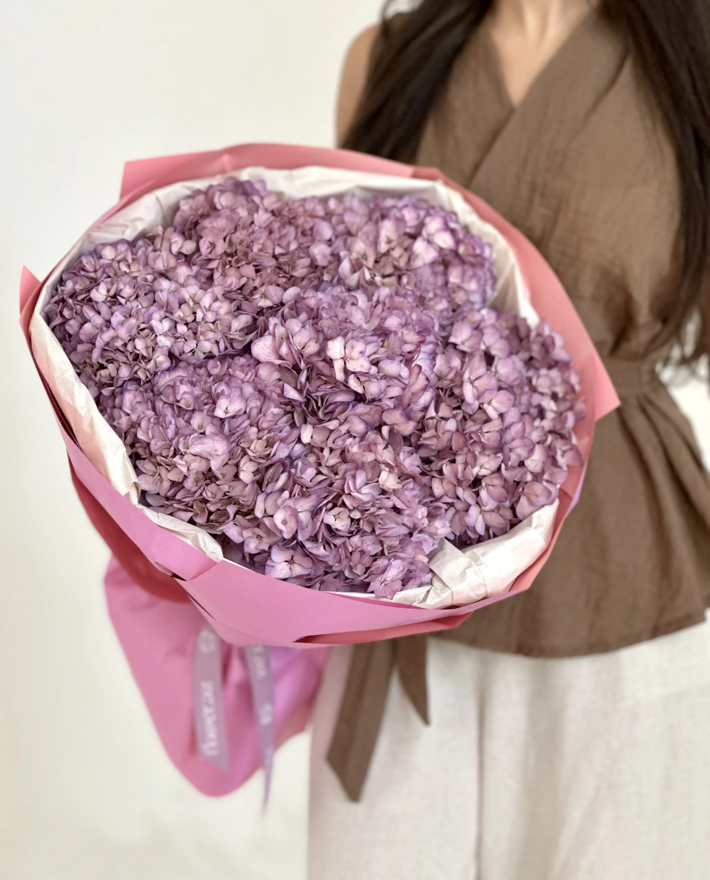 7 Bənövşəyi Hortensiya Buketi Çəhrayı